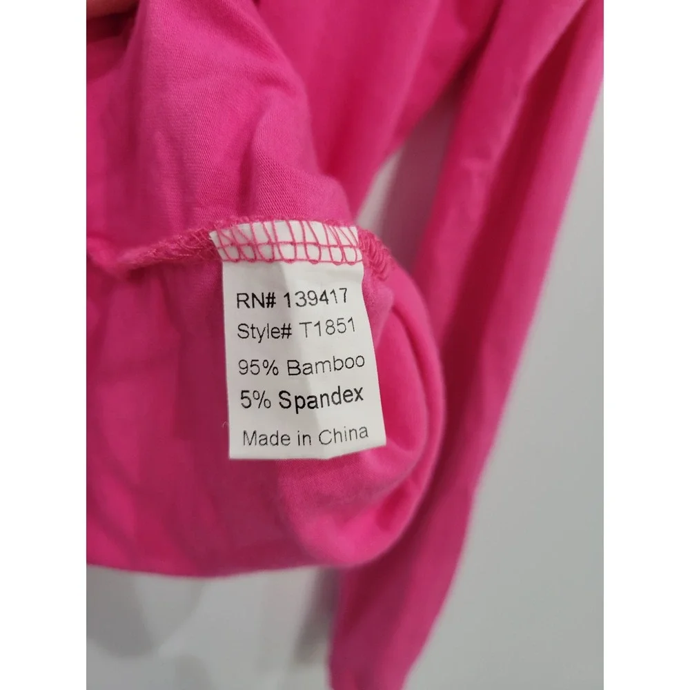 PIKO Women's Long Sleeve Bamboo Blend Top Bright Pink Size Small - Picture 3 of 6